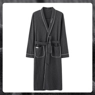 Autumn Winter Cotton Bathrobe Men 4XL Large Size Fashion Plaid Embroidery Pijama Casual Comfort Kimo