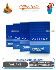 Valiant Record Book 500PAGES/300PAGES/200PAGES/150PAGES 17.5CM X 28.5CM  Sold Per Piece