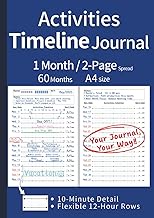 Activities Timeline Journal - A4 Size -English-: 60-Month A4 Horizontal Layout - 1 Month / 2-Page Sp