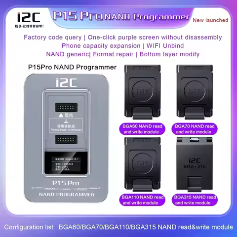 I2C P15 Pro NAND Programmer For iPhone 6-15 Pro MAX For iPad Motherboard Hard Disk SYSCFG Data Read 