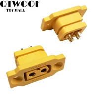QTWOOF 5pcs XT60E Connector, AMASS Mountable XT60E Male Plug, RC Accessories Yellow FPV Racing Fixed