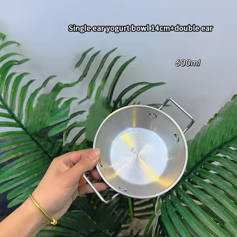 1Pc Stainless Steel Double Fisted Durable Solo Item Korean Culinary Style Bowl Snacks Plate Instant 