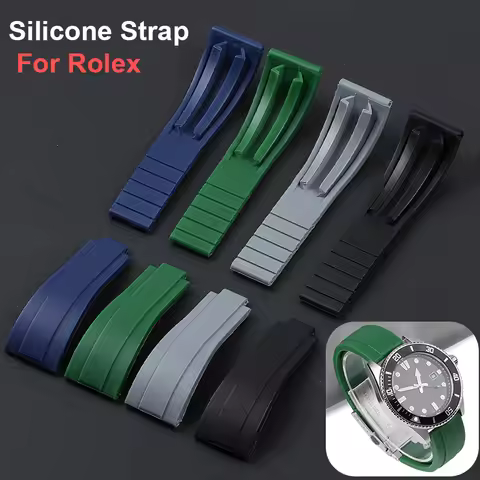 20mm Rubber Watchband Fit for Rolex Submariner GMT Master Daytona Silicone Strap Black Red Green Blu