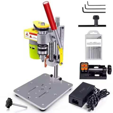 Mini drill press for metal wood jewelry DIY crafts: portable benchtop electric drilling machine with