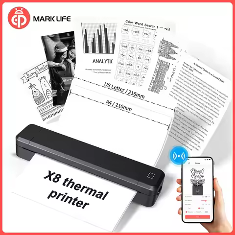 Marklife Portable Mini A4 Thermal Printer Inkless Bluetooth Tattoo Printer Document Picture HD Print