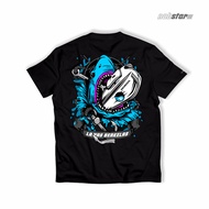 KATUN Honda OLD CLASSY BlueShark Motorcycle T-Shirt - 24s Cotton - Black & White - nobstar.official