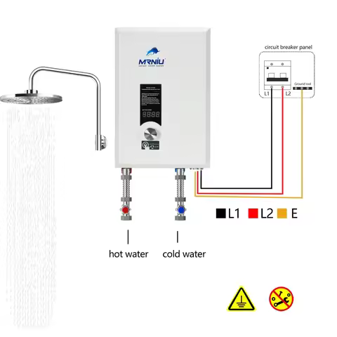 MR.NIU 18Kw 220V-240V Multi Points Use Bathroom Hotel Electric Instant Shower Hot Water Heater Tankl