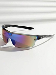 1入組一體式防風太陽眼鏡經典漸變色騎行太陽鏡,適用於運動和騎行,防風防沙