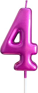 XNOVA 4th Birthday Candle Four Years Purple Happy Birthday Number 4 Candles for Cake Topper Decorati
