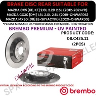 BREMBO GENUINE DISC BRAKE ROTOR (REAR) FOR MAZDA CX5 [KE, KF] '12-24YR / CX30 [DM] '19YR-ON / MX30 [