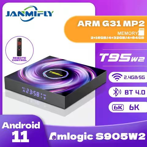 Smart TV BOX Android11 T95W2 Amlogic S905 WiFi 2.4GHZ&5GHZ HD 6K Bluetooth 4.0 2GB/4GB RAM 16G/32G/6