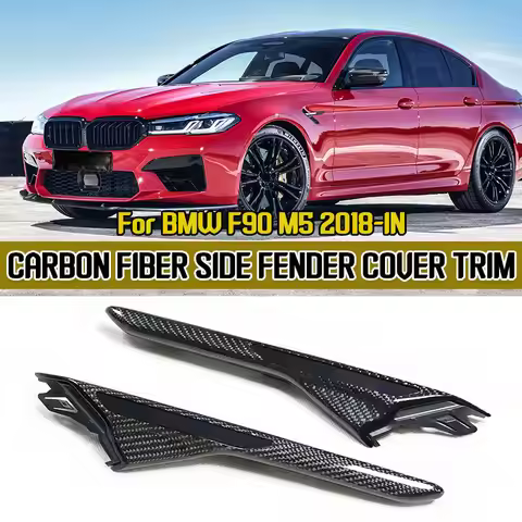 2pcs Carbon Fiber Replacement Side Fender Cover For BMW F90 M5 2018-IN Side Air Intake Vents Cover T