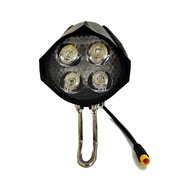 Ebike LED Headlight Accessories 36V 48V Lamp 3pin Built-in Horn Front Light 4 LED Bulbs for Electric