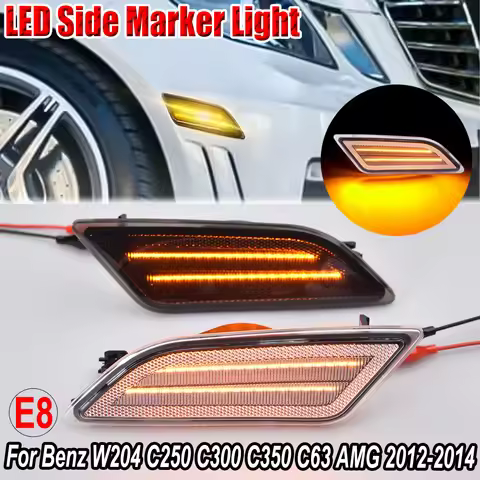 Front Bumper Side Marker Light Amber LED Turn Signal Lights For Mercedes Benz C-Class W204 C250 C300