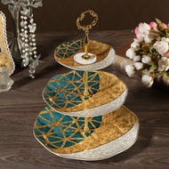 Bone China Afternoon Tea Snack Stand Three-Tier Dessert Table Creative Snack Plate European Small Lu
