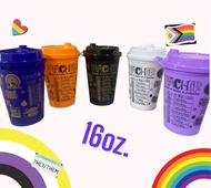 แก้ว 16 oz pp แข็ง สกรีนลาย teacher พร้อมฝา 2 in 1 แข็ง คละสี รหัส K-16/k/90