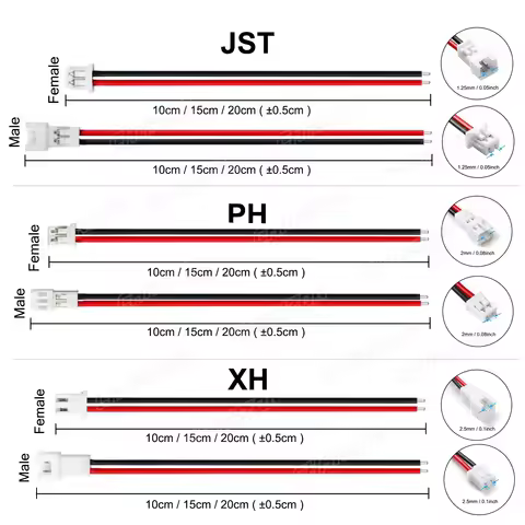SM XH PH 2.54mm 1.25mm JST Connector Cable for 2 Pin Balance Adapter XH2.54 2.54 1.25 2Pin 2P Batter
