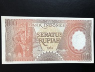 Uang kertas kuno 100 rupiah 1964. UNC.