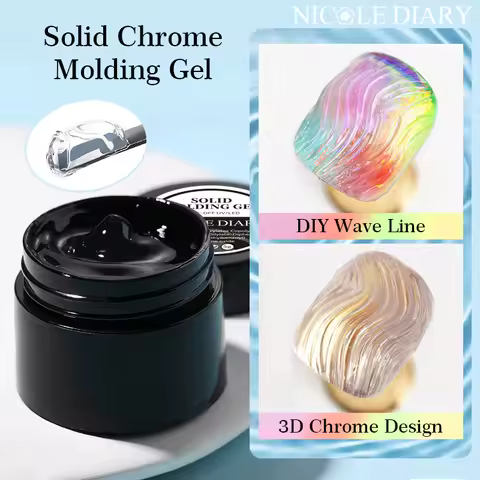 NICOLE DIARY Wave Liner Nail Gel for 3D Shaping Art Semi Permanent Solid Chrome Molding Gel For DIY