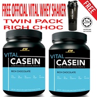 2 x Vital Casein Halal 1kg 24g Protein, 33 serv 0g Gula, 104 Cal +FREE Shaker(Muscletech ON Optimum 