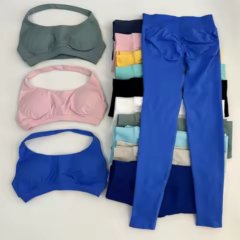 Yoga Legging Sets for Women Seamless Yoga Set Scrunch Butt Legging Set Workout Gym Suit with Halter 