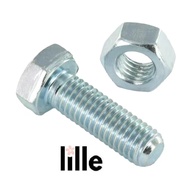 White Nut Bolt m 8 X 55 mm Hex GalvanizedBolt Nut M8 x 5.5 cm Hexagonal Head Bolt Key 13 mm
