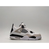 Air Jordan 4 AJ4 Retro "Black Military Uniform" GS Basketball Shoes Non-Slip Wear-Resistant White Gr