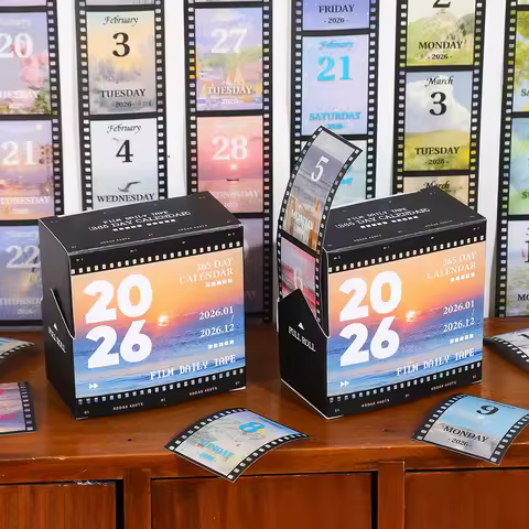 1 Roll 2026 Washi Tape Calendar Vintage Film 365-Day Pull-Out Box DIY Daily Planner Tape For Scrapbo