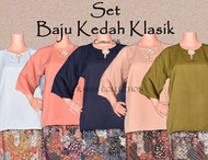 Set Baju Kedah Plain & Kain Lipat Batik