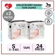 Applecrumby Chlorine Free SlimDry EasyDay Tape Diapers / Premium Pull Up Diapers Twin Packs