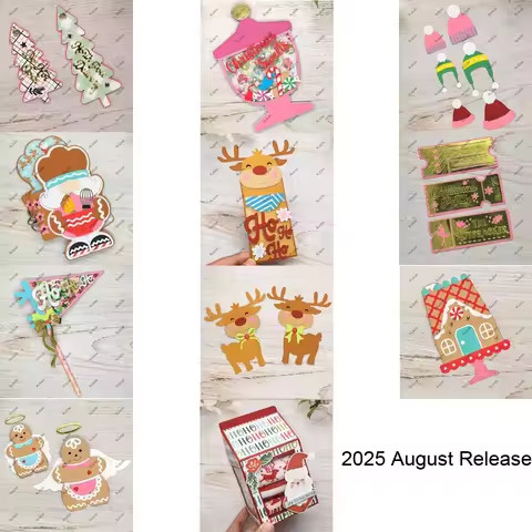 KLJUYP 2025 August Release Bundle Metal Cutting Dies Stencils for DIY Scrapbooking Decorative Emboss