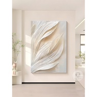 (With Frame) Abstract Art Feather Canvas Painting Prints Pictures