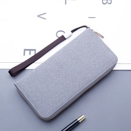 [Cc wallet] Canvas Wallet Men Black/gray Long Purse Male Cellphone Bag Zipper Business Card Holder Wallet Case Money Card Bag 17 Position