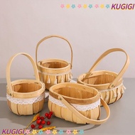 KUGIGI Braid Flower Baskets, Wood Hand-Woven Flower Arrangement Basket, Creative Lace Tassel Sturdy with Handle Storage Baskets Flower Shop
