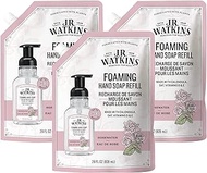 J.R. Watkins Foaming Hand Soap Refills, All Natural, Alcohol-Free Hand Wash, Cruelty-Free, USA Made, Moisturizing Hand Soap Refill for Bathroom or Kitchen, Rosewater, 28 fl oz Foam Soap Refill, 3 Pack