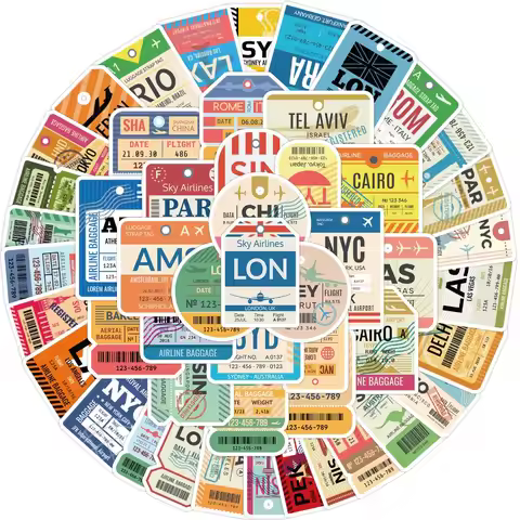 10/25/50pcs World Travel Stamp Graffiti Stickers for Waterproof Scrapbook Stationery Travel Luggage 