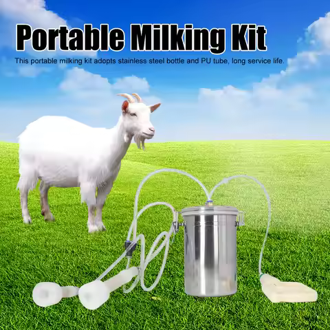 Manual Milking Machine 2000ml Effort Saving Control Stainless Steel Bottle Portable Milking Kit for 