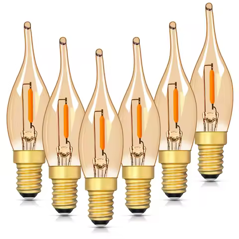 Grensk E12 Candelabra Base Vintage LED Filament Candle Light Bulbs C22T 7W Equivalent 0.7W Edison Mi