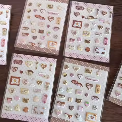 【YY28】1/4Pcs Kawaii Cream Cake Cookies 3D Foam Stickers Cute Y2K Phone Case CCD Stickers For Journal