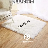 PUTIH White Korean fur product photo mat 50x75 for aesthetic photo backgrounds and table mats fur ta