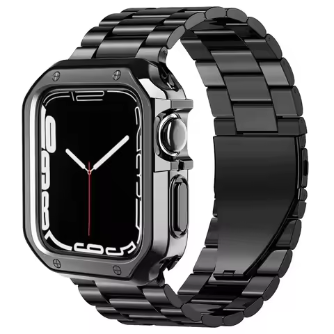 TPU Protector Case+Metal Strap For Apple Watch Ultra Band 49mm 45/44mm 41mm 40/38 Stainless steel Br