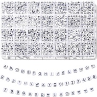 730pcs Manik Huruf Persegi, Kit Gelang Persahabatan 28 Gaya, Manik Abjad Akrilik 6x6 mm untuk Gelang