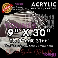 9 x 30 to 9 x 31++ inches acrylic sheet with 2mm, 3mm 4mm and 5mm / transparent akrilik