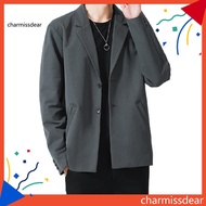 CHA Men Blazer Single-breasted Solid Color Summer Lapel Pockets Jacket for Daily Wear