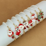 【Next-day delivery】Christmas Bracelets Cartoon Xmas Crystal Beaded Bracelet Christmas Decor Gift
