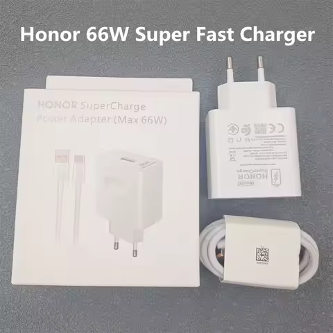 Original HONOR 66W EU US Charger Super Charge Fast Wall Adapter 6A USB Cable For Honor X9C 90 80 Pro