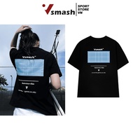 Vsmash Sportwear Unisex Badminton T-shirt–Silk Print "Blue Court" – High Quality Soft Baby Cotton Fa