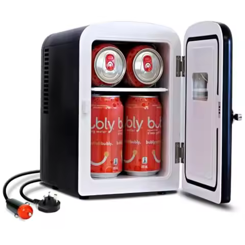 Mini Fridge 6 Can Portable Cooler for Bedroom Office Dorm Car Compact Fridge for Drinks Makeup Skinc