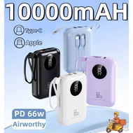 mini powerbank 10000mah built-in three-wire digital display PD 66W fast charging power bank for ipho