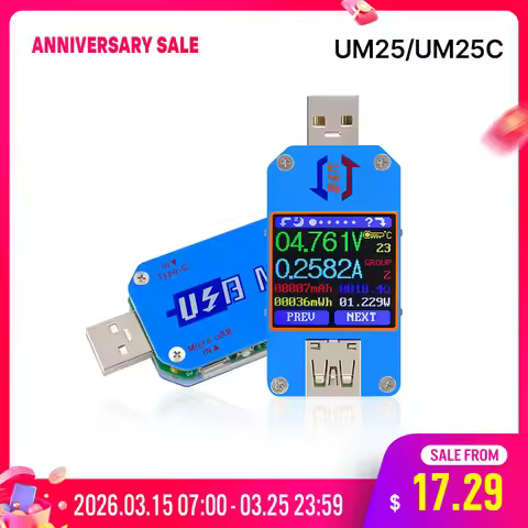 RD UM25 UM25C for APP USB 2.0 Type-C LCD Voltmeter ammeter voltage current meter battery charge usb 